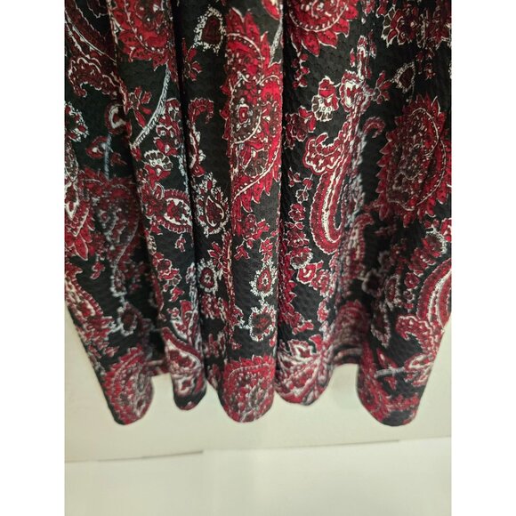 Michael Kors Dress Black Red Paisley Long Ruffled Bishop Sleeves Size XS - Picture 5 of 8